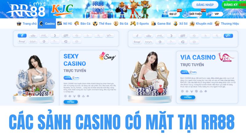 Các Sảnh Casino Có Mặt Tại RR88